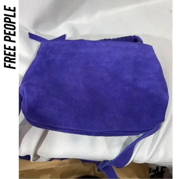 FREE PEOPLE CODY SUEDE CROSSBODY TOTE REGENCY PURPLE NEW - Picture 2 of 6